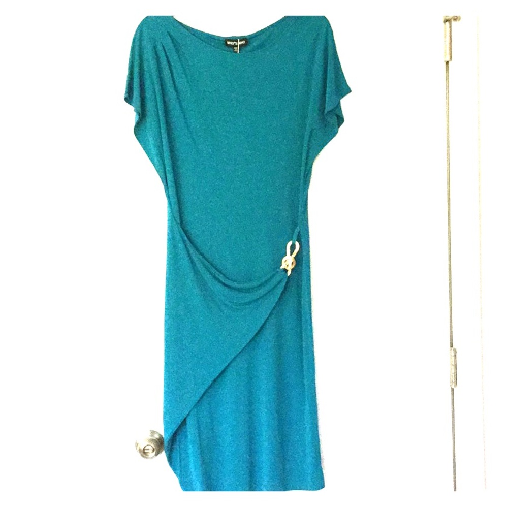 Dress made in Italy, teal color